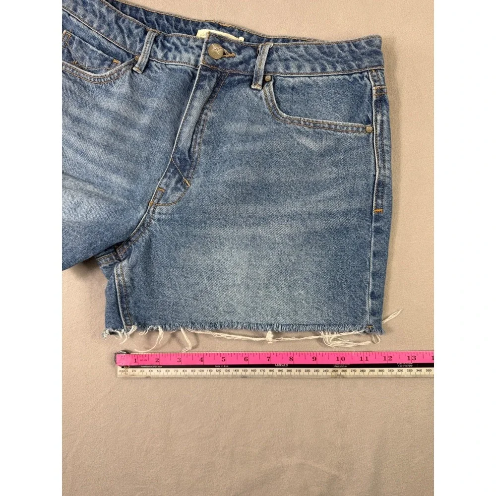 Unpublished Denim Shorts Womens 29 Blue Distressed Raw Hem Cutoff Mid Rise